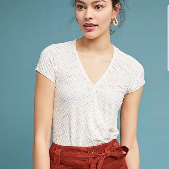 Anthropologie, Maeve Leila Wrap Striped Rib Top XL - Picture 2 of 6